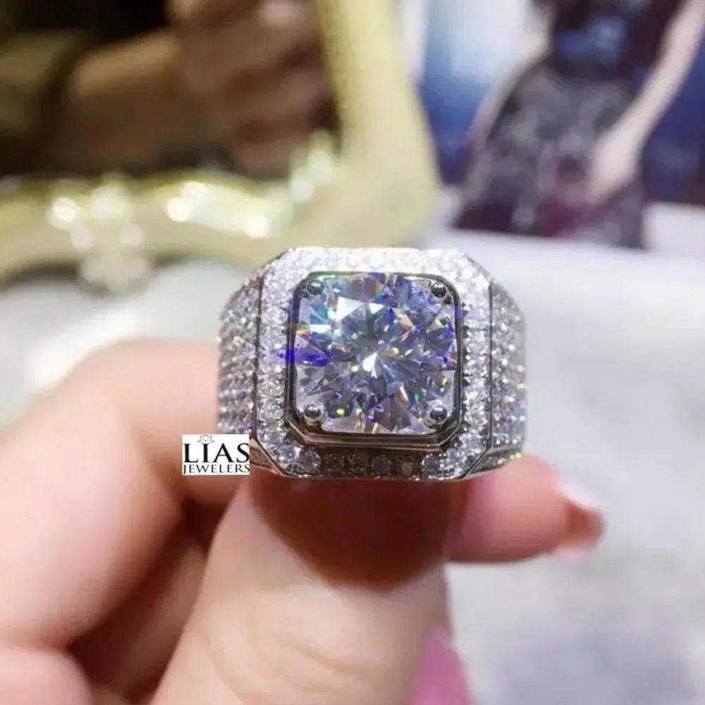 New 18k white gold men wedding ring